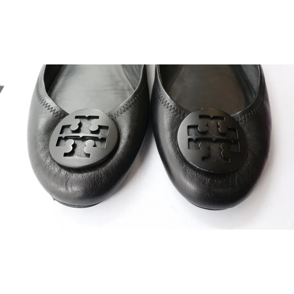 Tory Burch Womens Minnie Travel Flat Black Leather Size 12
